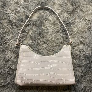 White croc embossed purse